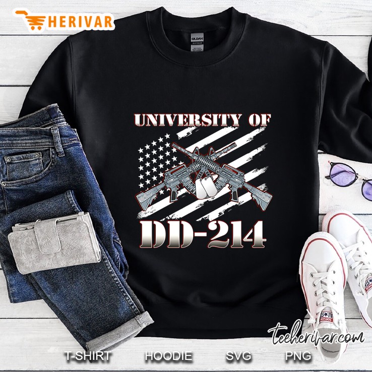 University Of Dd-214 Gun And Dog Tag American Flag Version Sweatshirt