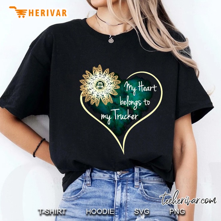 My Heart Belongs To My Trucker Heart Version Ladies Tee