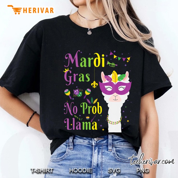 Mardi Gras No Prob Llama Ladies Tee