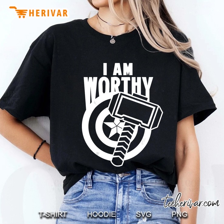 avengers endgame captain america i am worthy mjolnir shield Ladies Tee