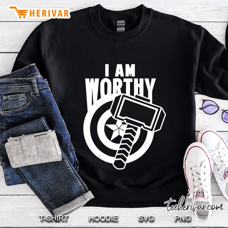 avengers endgame captain america i am worthy mjolnir shield Sweatshirt