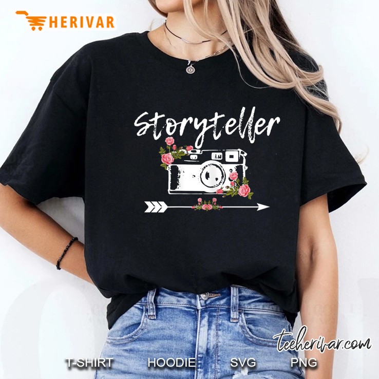 womens photographer storyteller vintage floral camera photography Ladies Tee