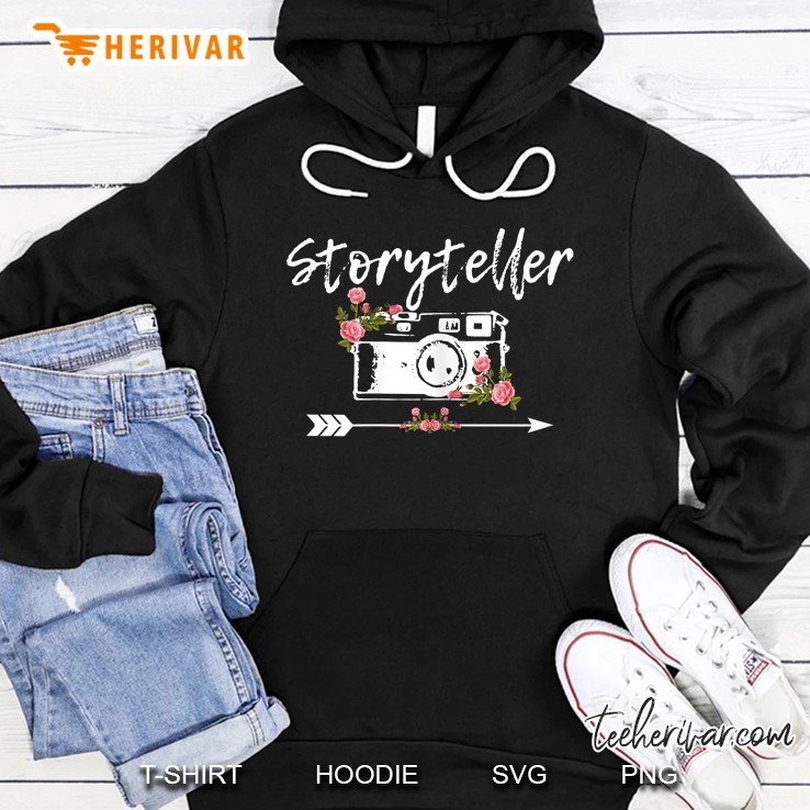 womens photographer storyteller vintage floral camera photography Hoodie
