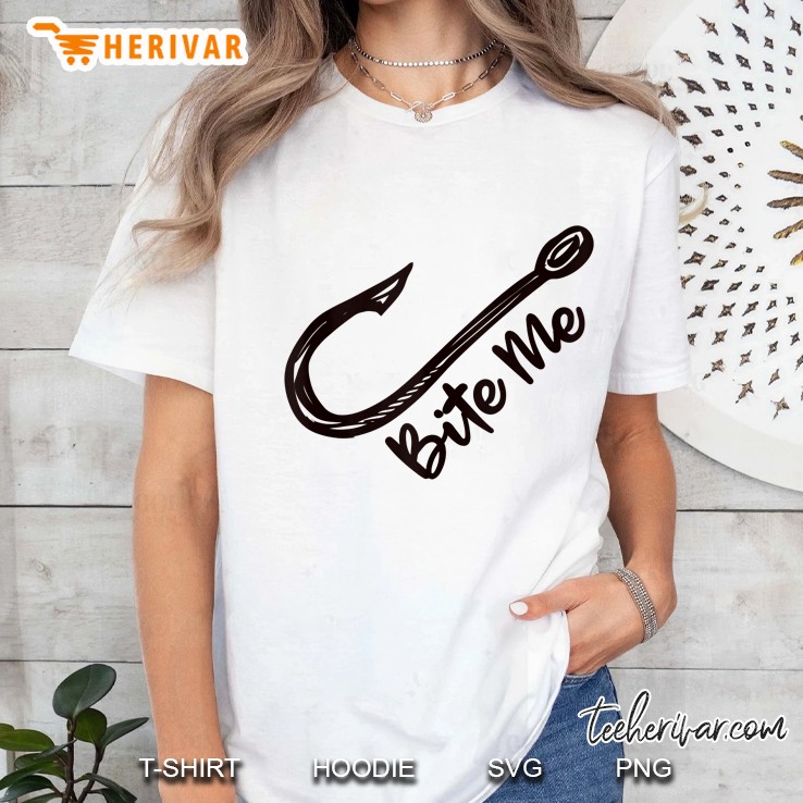 bite me fishing bait hook angling woman fish humo tank top Ladies Tee