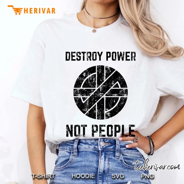 vintage punk rock destroy power not people premium Ladies Tee