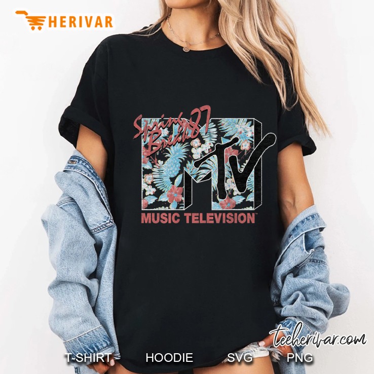 Mtv Logo Spring Break Floral Style Graphic Ladies Tee