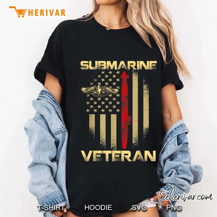 Vintage Submarine Veteran American Flag Hoodie