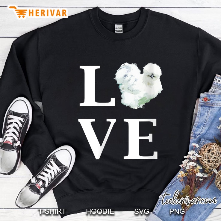 Womens Backyard Silkie Chicken Love Pet Owner Bantam Hens V-Neck Sweatshirt