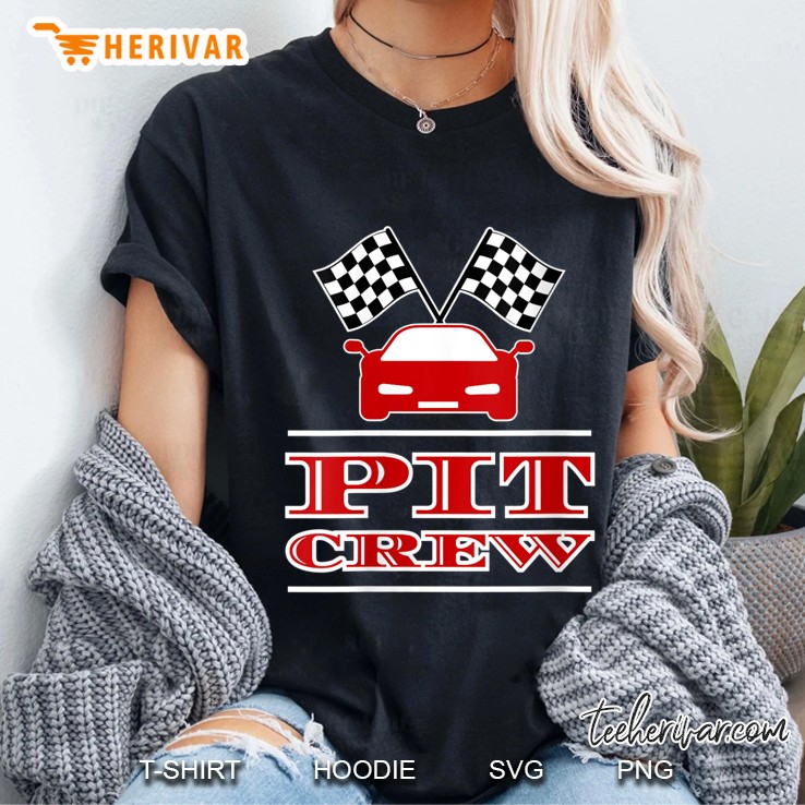 Womens Pit Crew Checkered Flag Automobile Halloween Costume V-Neck Ladies Tee