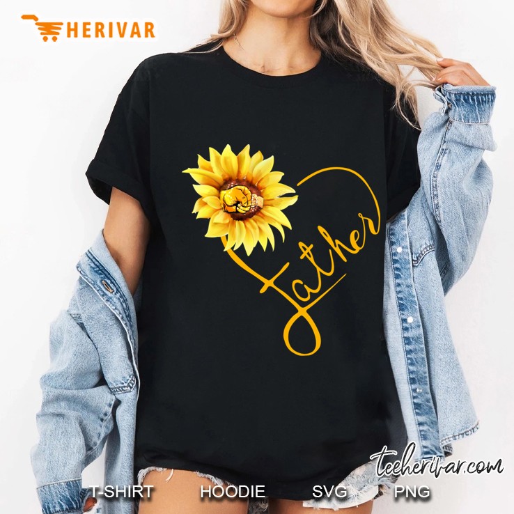 Father Sunflower Heart Symbol Matching Family Ladies Tee