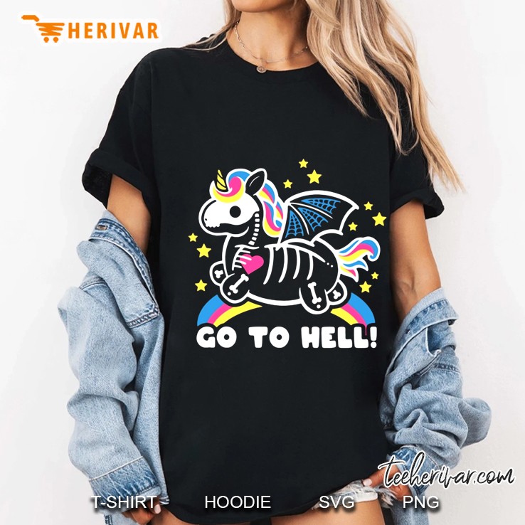 Go To Hell Skeleton Unicorn Version Ladies Tee
