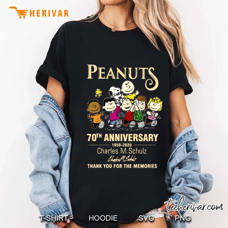 Peanuts 70th Anniversary 1950-2020 Charles M Schulz Thank You For The Memories Ladies Tee