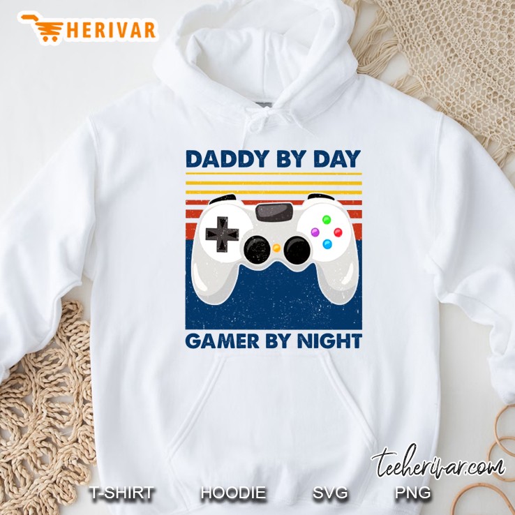 Daddy By Day Gamer By Night Game Controller Vintage Version Hoodie