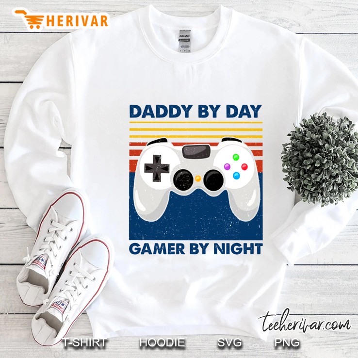 Daddy By Day Gamer By Night Game Controller Vintage Version Sweatshirt