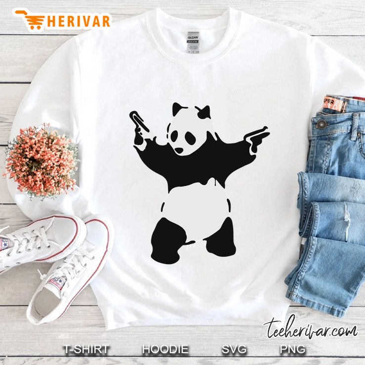 Banksy Pandamonium Armed Panda Artwork, Pandemonium Street Art, Design For Posters, Prints, Tshirts, Sweatshirt