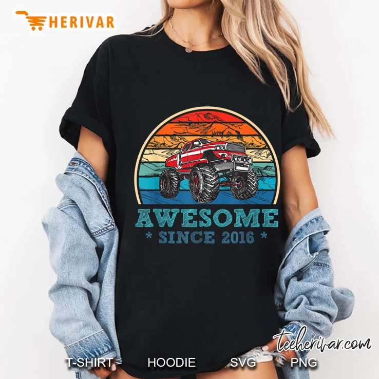 Vintage Awesome Since 2016 4Th Years Old Monster Truck Ladies Tee