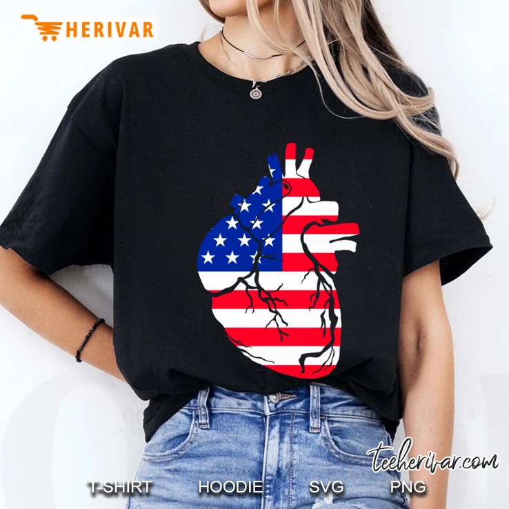 Usa Flag Heart, Anatomical Design Hoodie