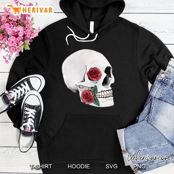 White Skull And Roses Hoodie