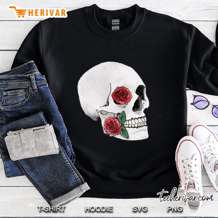 White Skull And Roses Sweatshirt