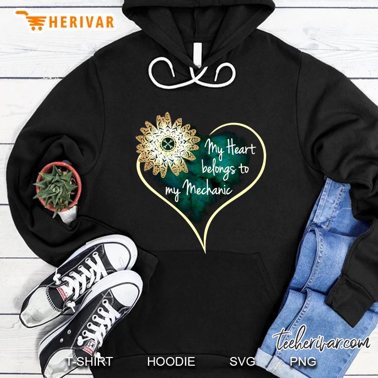 My Heart Belongs To My Mechanic Floral Heart Version Hoodie