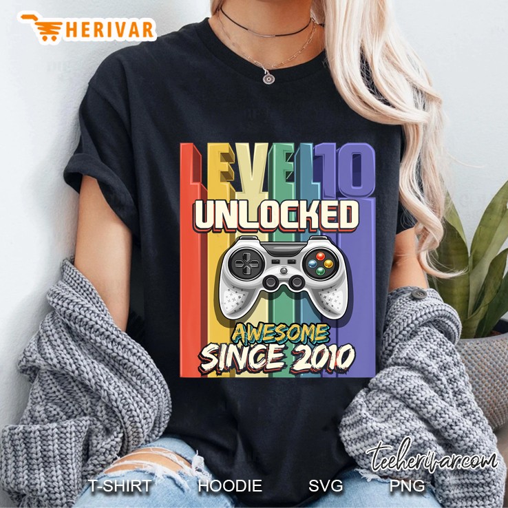 Level 10 Unlocked Awesome 2010 Video Game 10Th Birthday Gift Ladies Tee