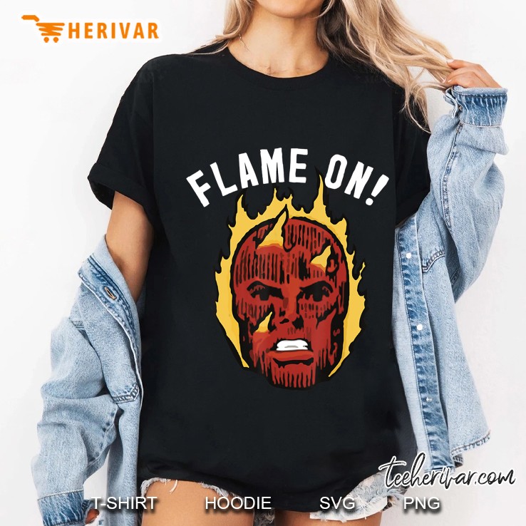 Marvel Fantastic Four The Human Torch Flame On Portrait Ladies Tee