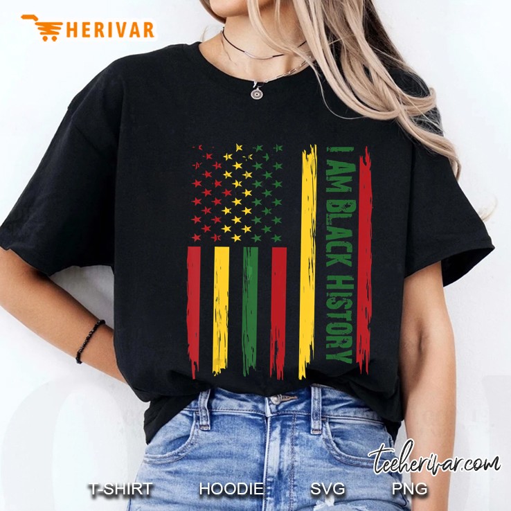 I Am Black History Month African American Flag Usa Ladies Tee