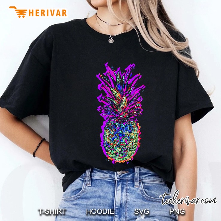 Pineapple Colorful Art Painting Trippy Psychedelic Pineapple Ladies Tee