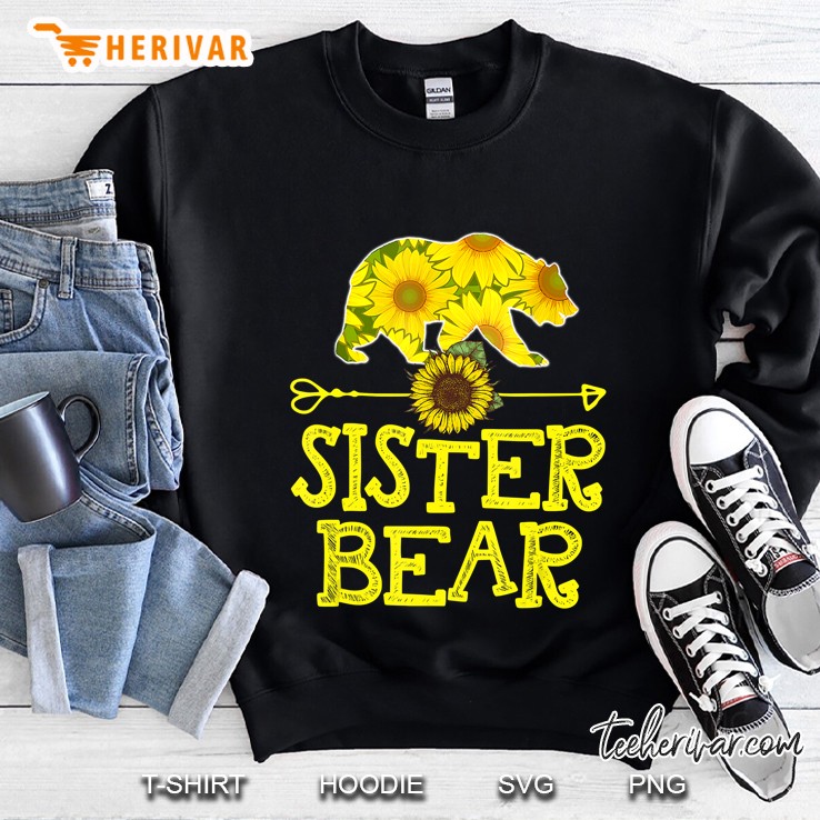Sister Bear Sunflower Funny Mother Father Gift Sweatshirt
