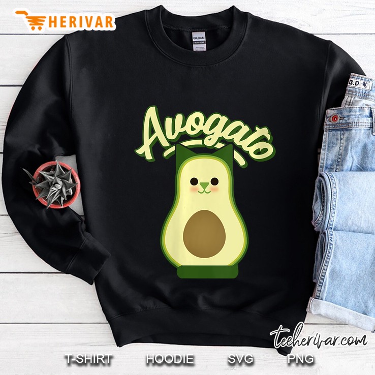 Womens Avocado Ca Cute Cat Lover Gift Avogato V-Neck Sweatshirt