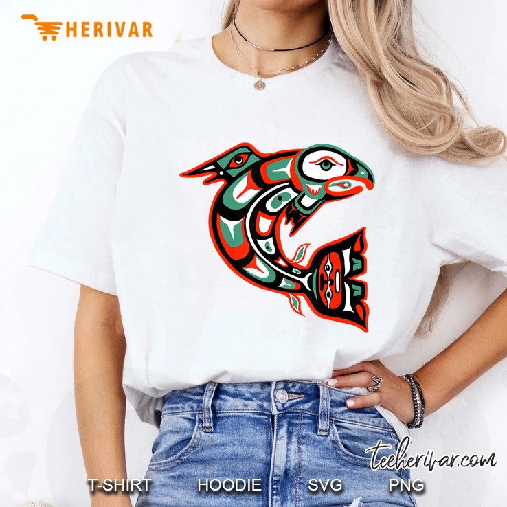 Haida Art, Native American Gift, Salmon Totem Ladies Tee
