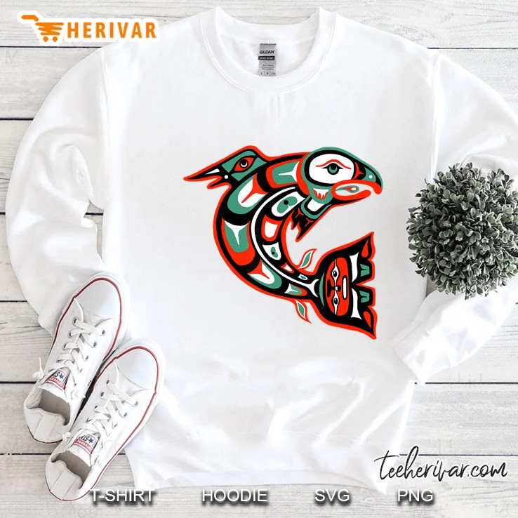 Haida Art, Native American Gift, Salmon Totem Sweatshirt