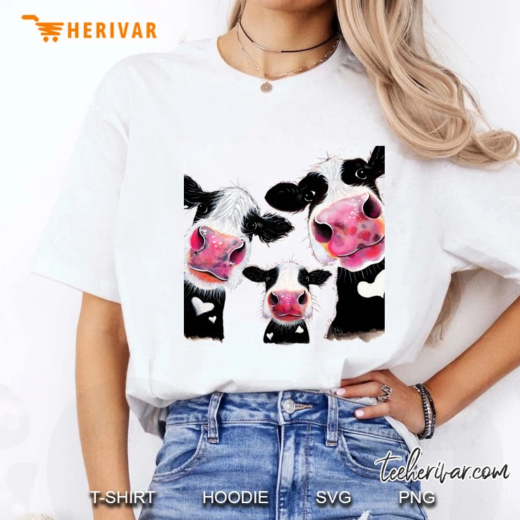 Cow Print, Animal Print &X27; The Nosey Family &X27; By Shirley Macarthur Classic Ladies Tee