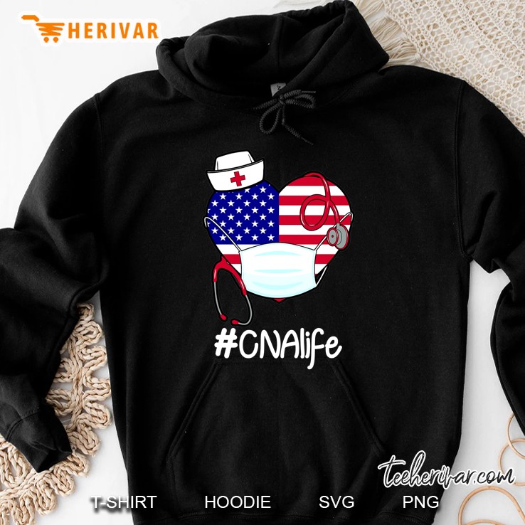#CNAlife American Flag Heart With Face Mask And Stethoscope Version Hoodie