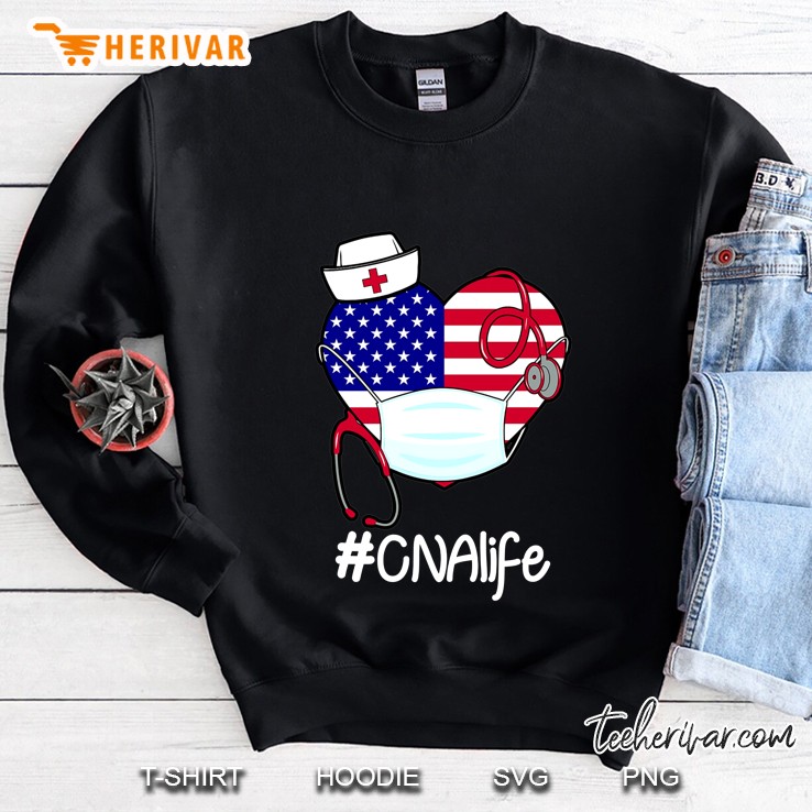 #CNAlife American Flag Heart With Face Mask And Stethoscope Version Sweatshirt