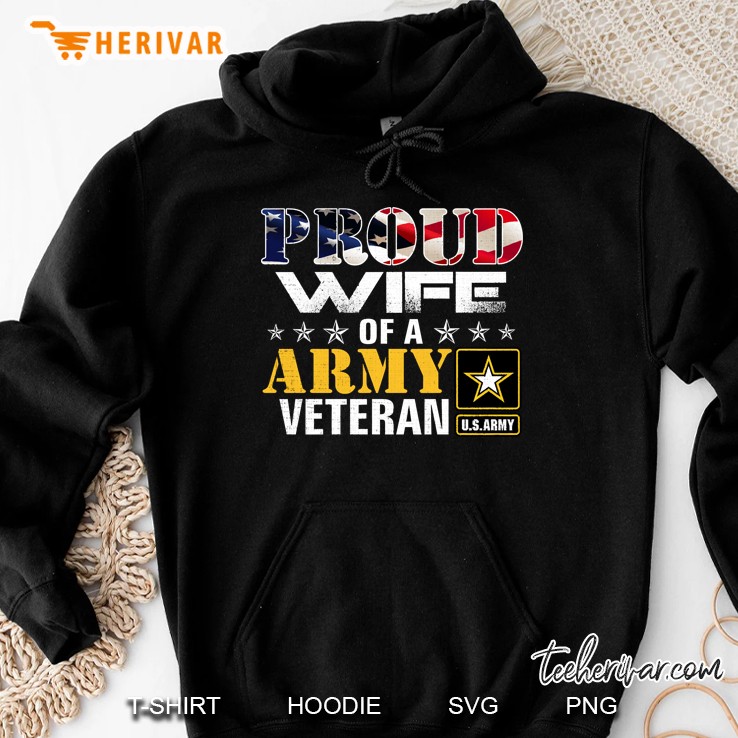 Proud Wife Of A Army Veteran American Flag Military Mugs