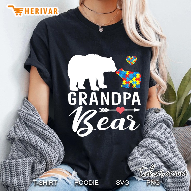 Grandpa Bear Autism Awareness Shirt Love Support Grandfather Hoodie