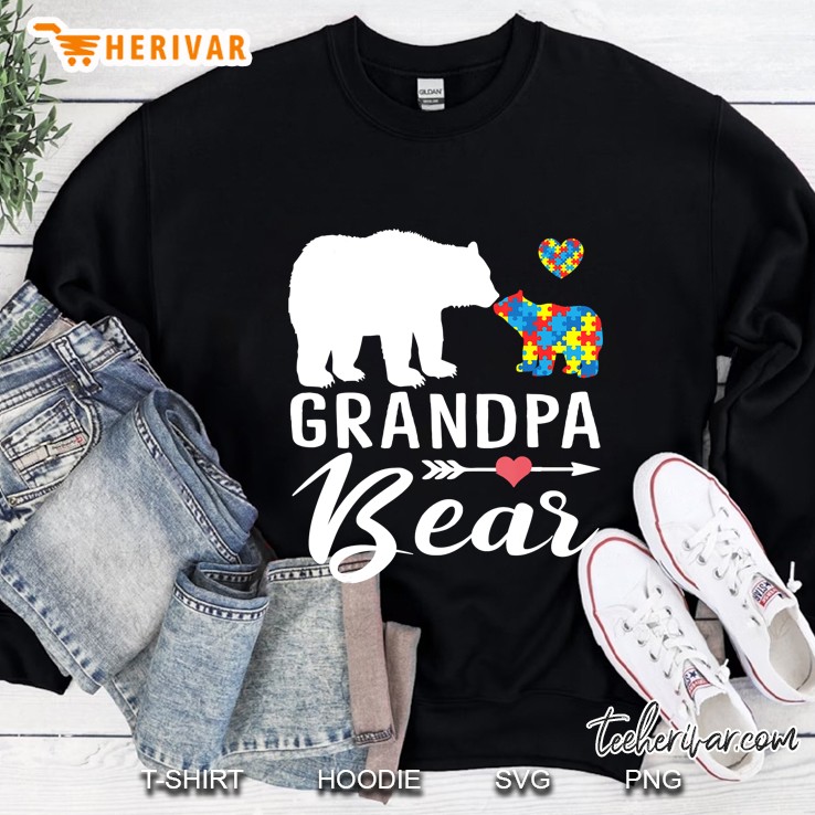 Grandpa Bear Autism Awareness Shirt Love Support Grandfather Mugs