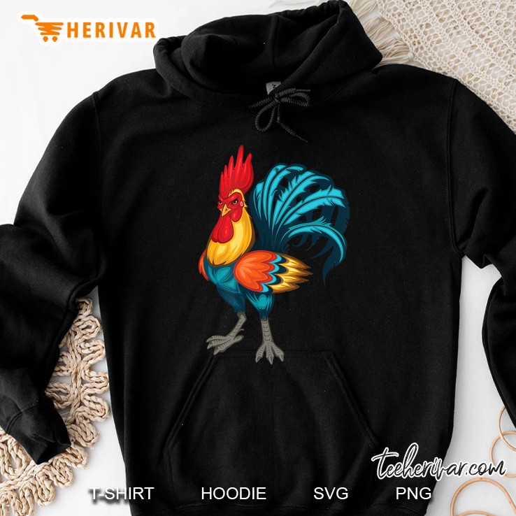 Large Rooster Colorful Male Chicken Tee Shirt Hoodie