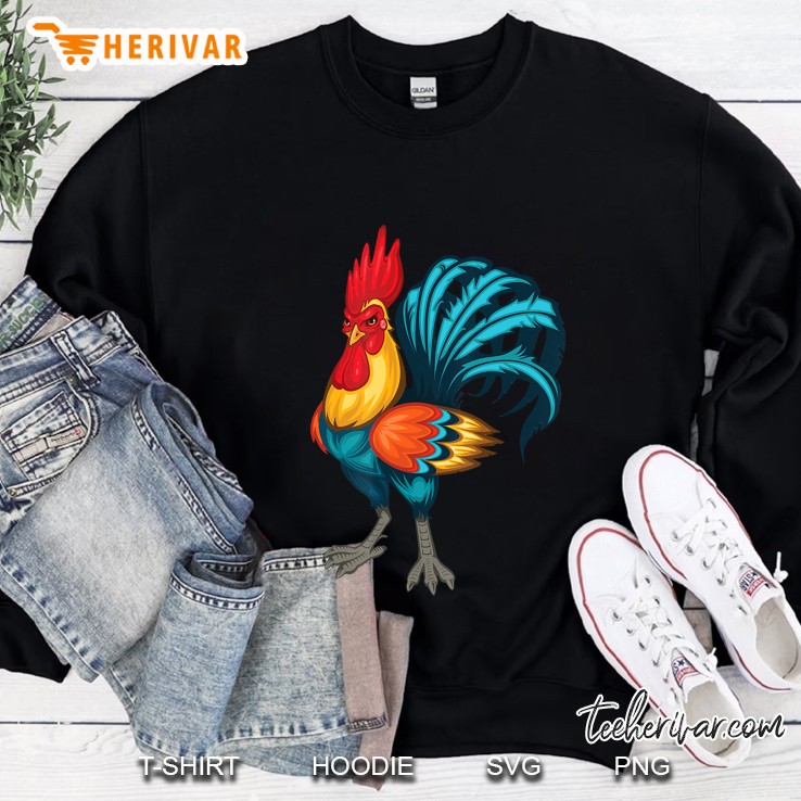 Large Rooster Colorful Male Chicken Tee Shirt Sweatshirt