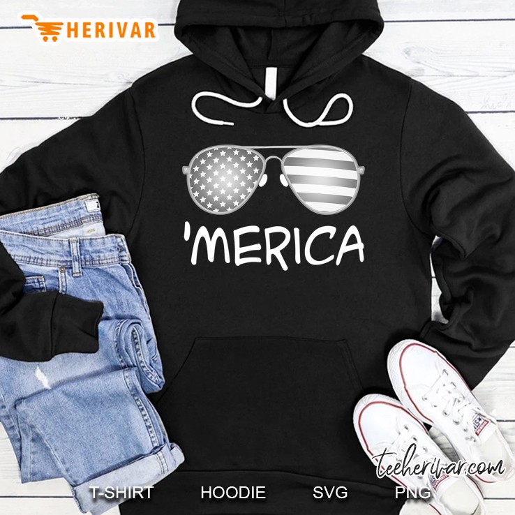 Merica Sunglasses Usa Flag 4Th Of July Costume Tee Hoodie