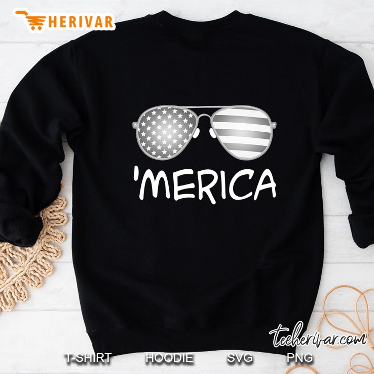 Merica Sunglasses Usa Flag 4Th Of July Costume Tee Sweatshirt