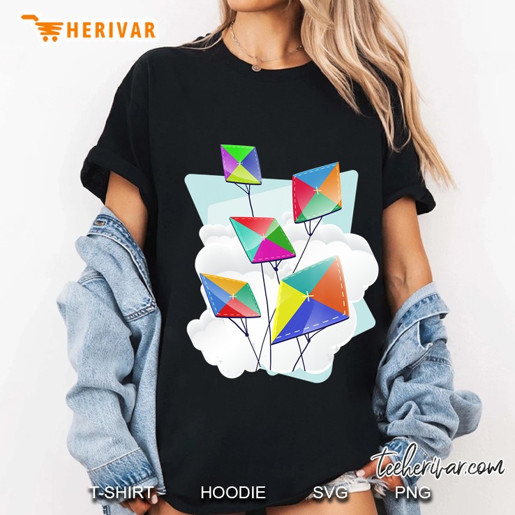 Multicolored Kites Figure Cool Kite Surfer Gift Ladies Tee