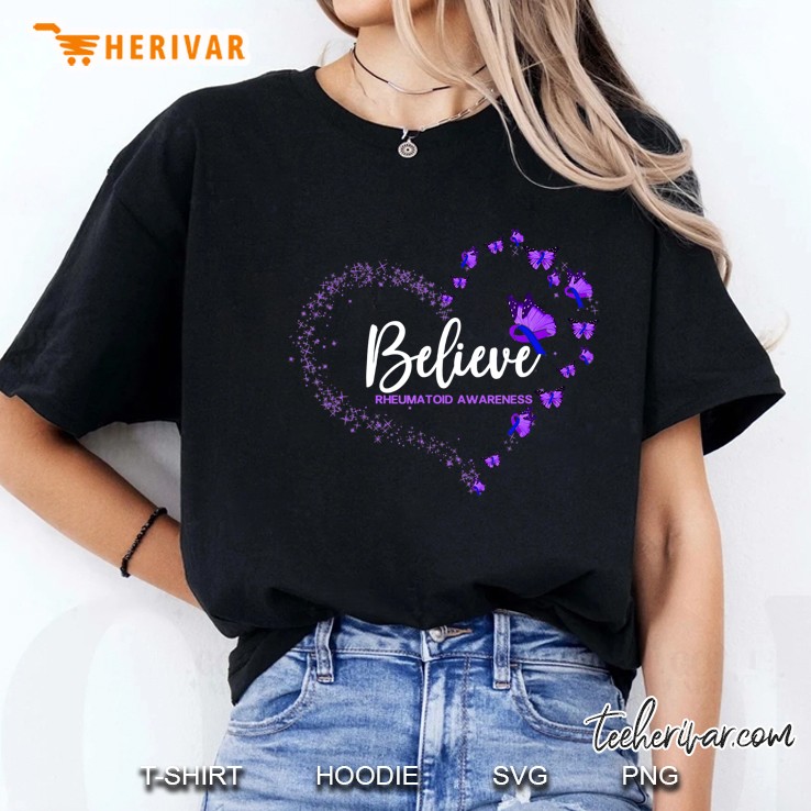Rheumatoid Awareness Butterfly Believe Ladies Tee