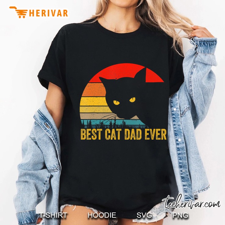 Vintage Best Cat Dad Ever Men Bump Fit Fathers Day Gift Ladies Tee