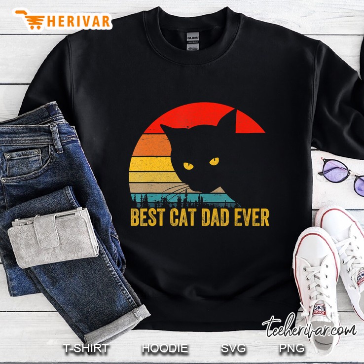 Vintage Best Cat Dad Ever Men Bump Fit Fathers Day Gift Sweatshirt