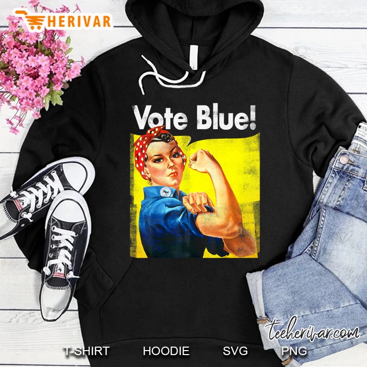 Vote Blue Democratic Rosie Riveter Blue Wave Hoodie