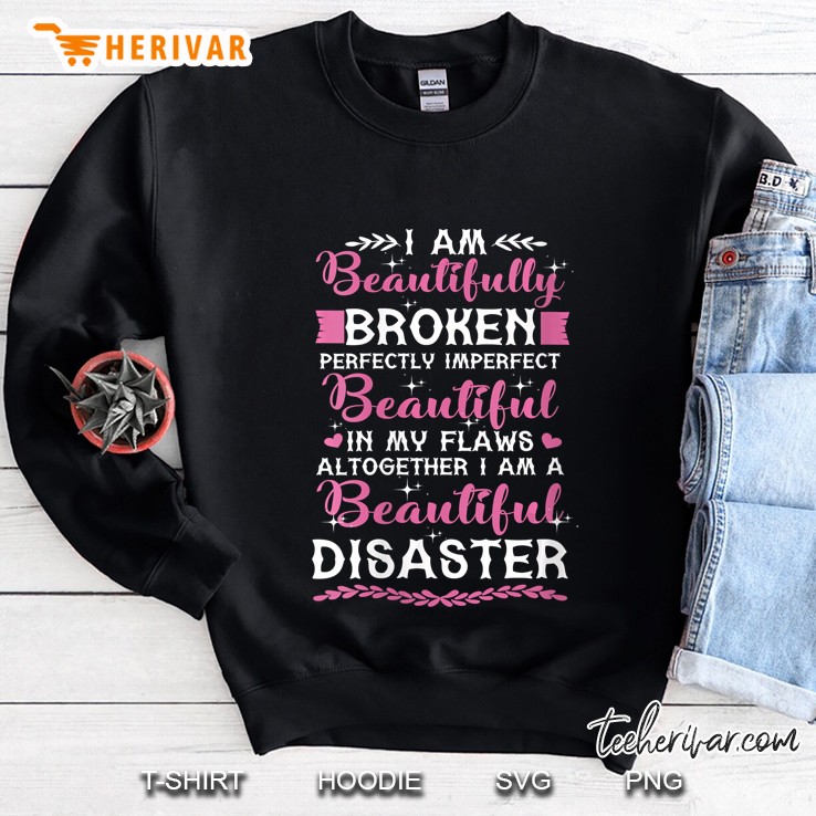 Womens I Am Beautifully Broken Perfectly Imperfect V-Neck Sweatshirt