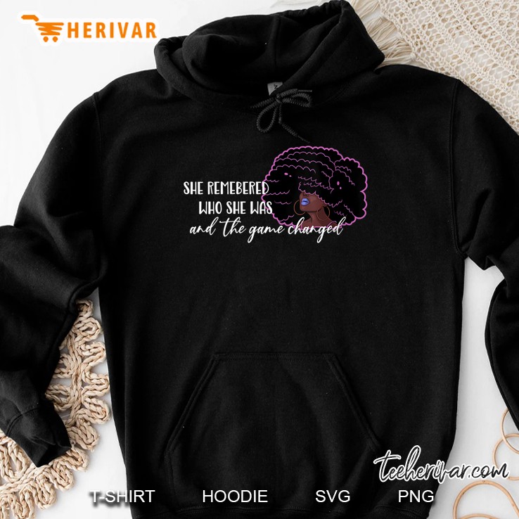 Womens She Remembered Who She Was Game Changed Black Queen V-Neck Hoodie