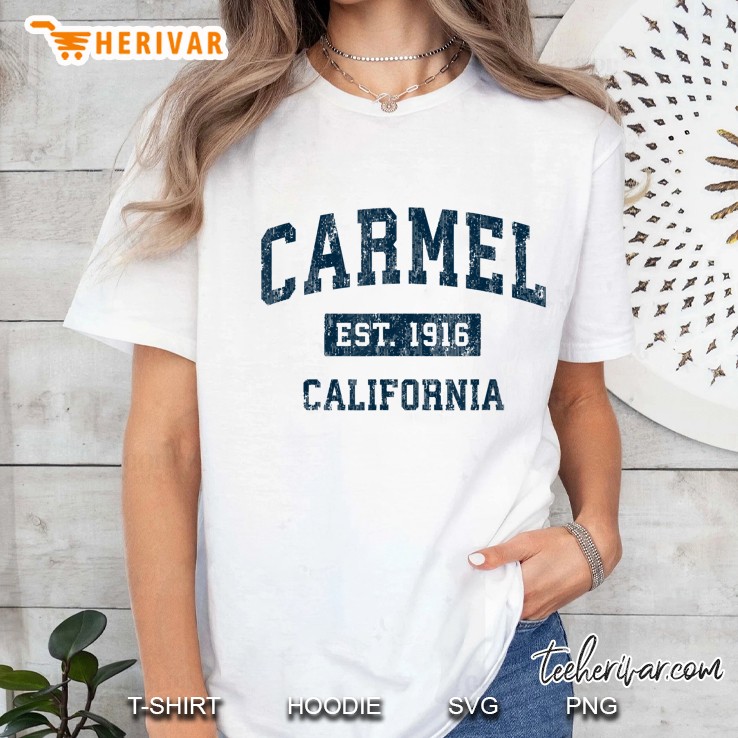 Carmel California Ca Vintage Sports Design Navy Print Hoodie